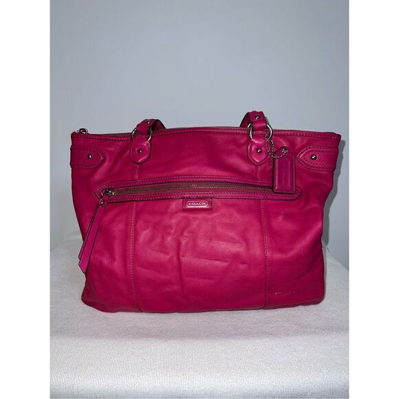 Vintage COACH Daisy Magenta Leather Emma Carry All Shoulder Bag F23973 - Picture 1 of 11